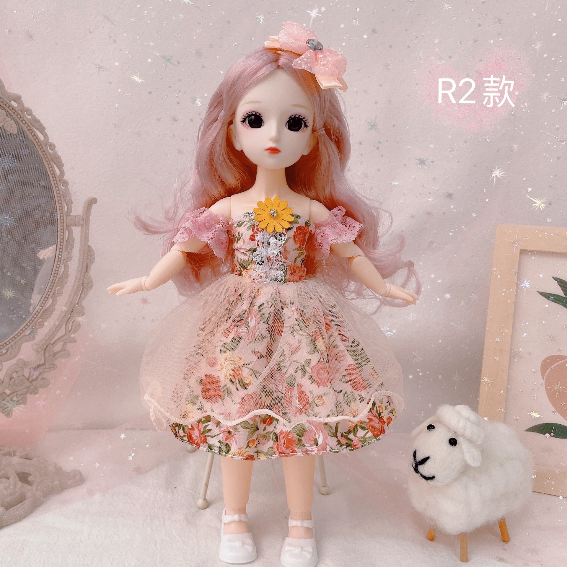 QGYDYH Vêtements de poupée Bjd – Vêtements de poupée articulés à rotule – Fait à la main – Robe tendance pour poupée Bjd 1/3, 1/4, 1/6 (rose, 1/6