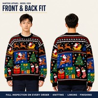 Pull de Noël moche pour homme Nanteng, col rond, motif tricoté Père Noël amusant, 100 % coton, tendance, vente en gros personnalisée
