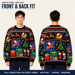 <span class=keywords><strong>Pull</strong></span> <span class=keywords><strong>de</strong></span> Noël <span class=keywords><strong>moche</strong></span> pour homme Nanteng, col rond, motif tricoté Père Noël amusant, 100 % coton, tendance, vente en gros personnalisée - Product Image 1