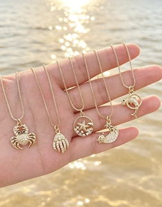 Gold Plated Zircon Sea Animal Pendant Necklace Fashion Jewelry Design Link <b>Chain</b> Micro Insert Jewelry for Women Pendant Necklace - Product Image 1