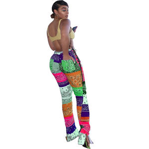 2020 nuovo Disegno di Modo Delle Donne Fessura del Lato <span class=keywords><strong>Pantaloni</strong></span> <span class=keywords><strong>Lunghi</strong></span> di Stile Africano di Stampa Dalla Fasciatura <span class=keywords><strong>Pantaloni</strong></span> - Product Image 5