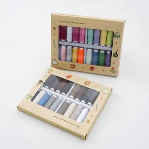 40/2 Polyester Sewing Threads Package 20 Colors DIY Kraft Sewing Threads Kit with paperbox packaging