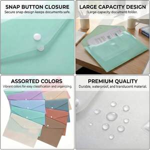 Plastik-Aktenordner mit Sicherheitsknopfverschluss A4 US Letter Format Langlebige Poly-Umschläge für Schule Büro Haushalt Organisation - Product Image 3