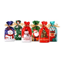 Sac en plastique rectangulaire 15*23cm avec cordon et ruban, étanche et écologique, idéal pour cadeaux et bonbons - Vente directe usine transfrontalière pour Noël
