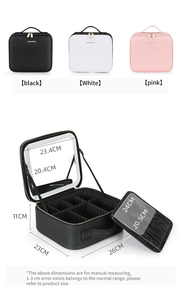 Nouvelle boîte de rangement de cosmétiques de bureau de grande capacité, étui de trousse de maquillage Portable de <span class=keywords><strong>voyage</strong></span> en cuir imperméable avec miroir lumineux Led <span class=keywords><strong>2022</strong></span> - Product Image 6