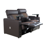 Canapé inclinable manuel en cuir PU 2 places avec table-bac pour cinéma et salon