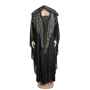 Muslim Sale African Long Hijab Evening Dress Chiffon Elegant Kaftan Black Abaya Islamic Clothing Djellaba Marocain Caftan For Wo