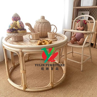 Table basse ronde en rotin pour enfants mini fait maison en osier