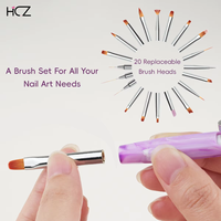 Hechunzi Nail Supplies Violet Marbré Printemps Plastique Interchangeable Brosse Nail Liner Professionnel Fine Line Nail Art Pinceaux