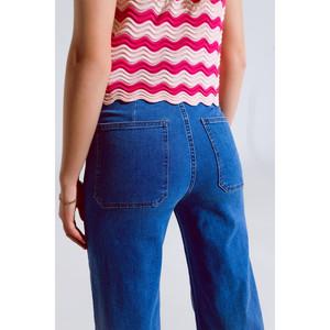 Jeans a Gamba Dritta con Dettaglio Tasche Frontali in Lavaggio Medio - Product Image 6