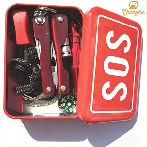 <b>Multi</b> Functional <b>Camping</b> Survival <b>Tool</b> Set Stainless Steel Outdoor Emergency Gear Compass Whistle Straight Handle 10-Inch Blade - Product Image 4