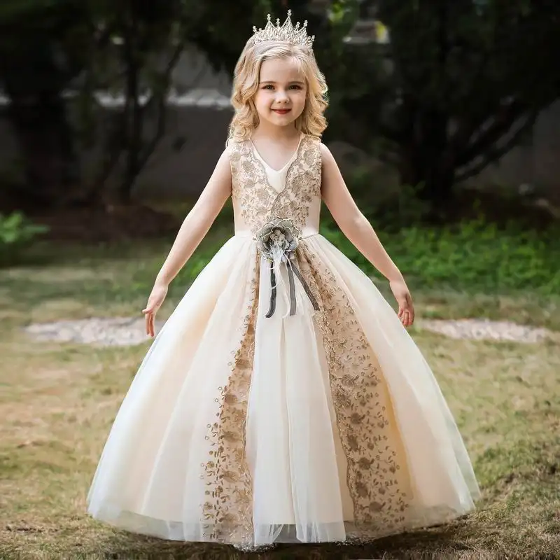 Big Girl Lace Bridesmaid Dress Flower Children Wedding Dress Princess Evening Dress