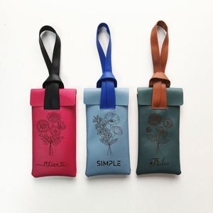 Estuche para Gafas de Sol de Cuero PU con Diseño Clásico de Bloques de Color, Personalizado, Impermeable, Suave, con Correa, Recuerdos Creativos para Bodas - Product Image 5