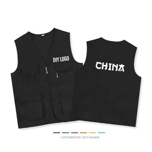 Wholesale Custom Men's Reversible Woolen <b>Vest</b> Cheap Summer Multi-Pocket <b>Utility</b> Photography Work <b>Vest</b> Button Plus Size Hot Mesh - Product Image 5