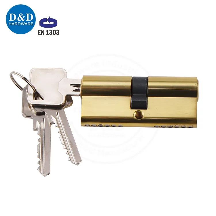 Cylindre de serrure à clé principale à double porte en laiton BS EN 1303 à 30 degrés pour porte en laiton poli