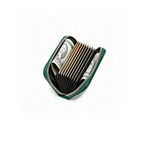 Portefeuille accordéon anti-RFID en cuir texturé avec fermeture éclair, porte-cartes multiples, porte-monnaie et porte-identité portable
