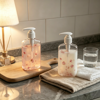 Flacon pompe à lotion en PET transparent de style nordique, distributeur réutilisable pour gel douche, savon pour les mains, accessoire de salle de bain