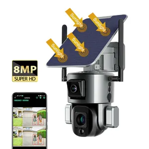 ENXUN SIM kart 4K 10X Zoom kablosuz açık güneş enerjili 8MP çift Lens güvenlik Cctv ağ 4G kamera