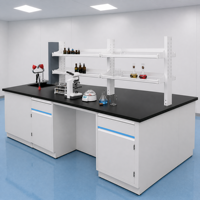 Plan de travail de laboratoire tout acier résistant aux acides et aux alcalis, avec dessus en résine époxy et armoire à tiroirs, pour laboratoire clinique hospitalier