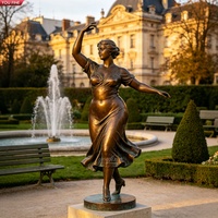 Sculpture de femme corpulente dansante en bronze grandeur nature YOUFINE pour la décoration de jardins et de parcs modernes