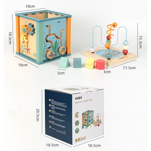 Forêt océanique en bois pour enfants amusant quatre côtés autour des perles <span class=keywords><strong>coffre</strong></span> au trésor multifonctionnel puzzle perles forme jouets cognitifs - Product Image 6