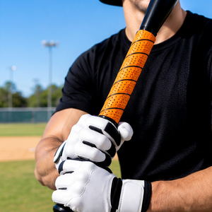 Venta al por mayor directa de fábrica, precio bajo, cinta de agarre de PU perforada naranja para bate de béisbol, antideslizante y adherente para softbol - Product Image 3