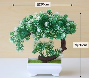 ミニホワイトポット人工盆栽プラスチック松型装飾品、家庭のリビングルーム、オフィスのテーブル用 - Product Image 3