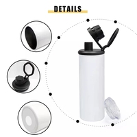 Gobelets de Sublimation Droits et Blancs de 20oz en Acier Inoxydable Isotherme avec Doubles Couvercles à Vis