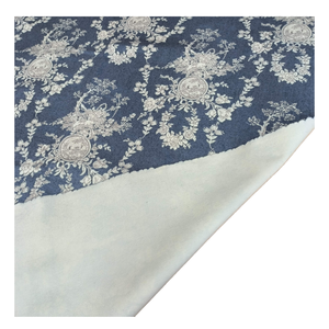 Tissu imprimé <span class=keywords><strong>de</strong></span> <span class=keywords><strong>toile</strong></span> <span class=keywords><strong>de</strong></span> <span class=keywords><strong>jouy</strong></span> vintage français en mélange <span class=keywords><strong>de</strong></span> laine-polyester tissé bleu-blanc floral poids moyen pour la décoration intérieure garçons/filles - Product Image 6