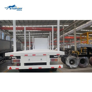 Semi-remorque plateau <span class=keywords><strong>utilitaire</strong></span> en acier à 3 essieux Starway Vehicle avec piquets, capacité de charge de 60 000 kg pour le <span class=keywords><strong>transport</strong></span> du bois - Product Image 6