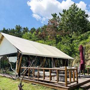 Al Aire Libre de doble capa grande Hexagonal Glamping Safari Hotel Resort tienda de campaña baño impermeable PVC cabina tienda para exposiciones venta - Product Image 4