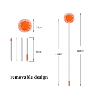 Logo personnalisé Vadrouille électrostatique à dépoussiérer en acier inoxydable absorbant l'eau pour le nettoyage des sols Vadrouille plate en chenille ronde rétractable - Product Image 3