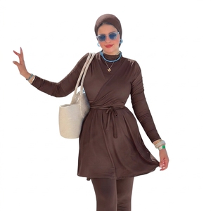 Burkini musulman imprimé dégradé, <span class=keywords><strong>maillot</strong></span> <span class=keywords><strong>de</strong></span> <span class=keywords><strong>bain</strong></span> islamique modeste à manches longues, 3 pièces, couvrant entièrement le corps, séchage rapide, tenue <span class=keywords><strong>de</strong></span> plage avec hijab - Product Image 6