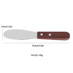 Couteau à fromage à lame dentelée en acier inoxydable avec manche en bois pour couper le fromage et le beurre, fourchette à fromage, couteau, ustensile de cuisine domestique - Product Image 6