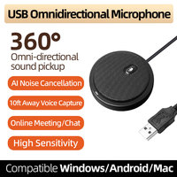 Réduction du bruit AI Prise de son longue portée de 3 mètres Réunion multi-personnes Chat audio USB Plug-and-Play Microphone omnidirectionnel
