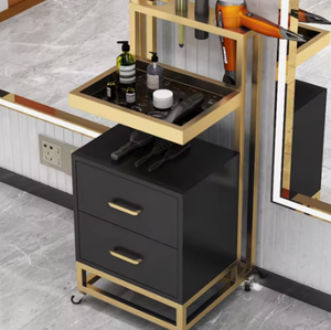 लक्जरी सस्ते नाई सोप फर्नीचर स्टेनलेस स्टील स्टाइलिंग सैलून उपकरण सौंदर्य हेयर सैलून उपकरण सौंदर्य हेयर सैलून और दराज के साथ ट्रॉली - Product Image 3