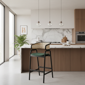 Silla <span class=keywords><strong>de</strong></span> Barra Moderna <span class=keywords><strong>de</strong></span> Mediados <span class=keywords><strong>de</strong></span> Siglo, <span class=keywords><strong>de</strong></span> Madera Sólida, Ecológica y Duradera, Tapizada, con Reposabrazos Curvos, para Uso Comercial y Residencial - Product Image 1
