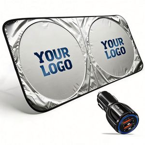 Parasoles Delanteros Promocionales al por Mayor para Regalos Empresariales, Protección UV, Parasol para Coche de Poliéster Plateado con Logotipo Personalizado - Product Image 1