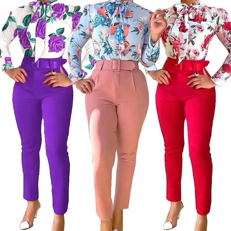INS hot selling OL lady wear trendy designer printed winter business suits for women suits office formal women's suits