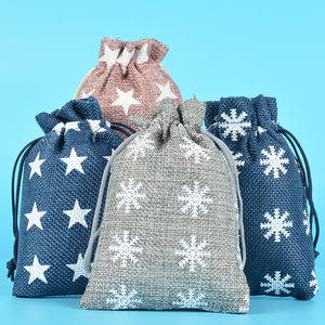 Bolsa de almacenamiento de regalo de joyería de bolsillo de lino reciclable YiWu Bolsa De yute de regalo de Navidad personalizable con impresión de logotipo - Product Image 1