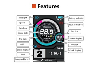 Ncyclebike UKC1 72V Affichage LED LCD pour vélo électrique, contrôle de vitesse, compatible avec les kits de vélo électrique 5000W/8000W, garantie 1 an - Product Image 4