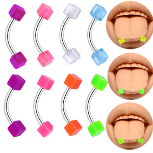 Gaby Anneaux de <span class=keywords><strong>Langue</strong></span> en Acier Chirurgical 316L, Barbell Courbé à Extrémité Boule Colorée, Anneau de <span class=keywords><strong>Langue</strong></span> <span class=keywords><strong>Serpent</strong></span> Mordant les Yeux, Bijoux de <span class=keywords><strong>Piercing</strong></span> Corporel - Product Image 3