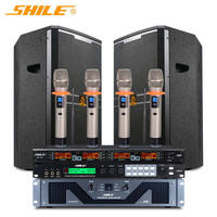 Penguat SHILE S88 Speaker BM15 Tianqin No. 5 Effector, SH10 Mikrofon Profesional Sistem Audio Combo untuk Panggung dan Konferensi