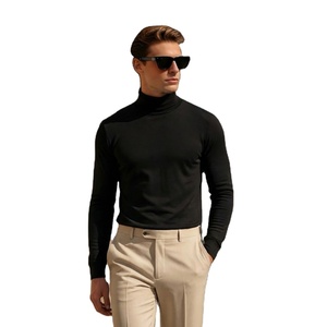 <span class=keywords><strong>Camiseta</strong></span> <span class=keywords><strong>Interior</strong></span> Casual de Cuello Alto para <span class=keywords><strong>Hombre</strong></span>, Color Sólido, Forro Polar de Doble Cara, Manga Larga para Principios de Primavera - Product Image 1