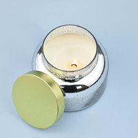 Individuelle luxuriöse große natürliche Aroma-Sojawachs-Chrom-Quartz-Glas-Glas-Kerze mit Golddeckel für Zuhause Aromatherapie Hochzeitsfeier