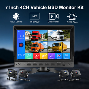 จอภาพระบบสัมผัสขนาด 7 นิ้ว พร้อมเครื่องบันทึกภาพ 4CH DVR และกล้องมองหลัง 4 ตัว ชุด BSD สำหรับรถบรรทุกพ่วง ระบบบันทึกแบบวนซ้ำ และระบบเล่น MP5 รุ่น YB-7 - Product Image 3
