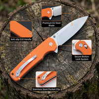 Couteau pliant tactique portable, couteau de poche pour le camping en plein air, lame D2, manche G10, couteau de chasse Bushcraft, logo personnalisé OEM T0036