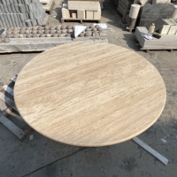 Table de salle à manger en travertin, nouveau design, plateau rond, base robuste, surface non remplie, table à manger pour salle à manger