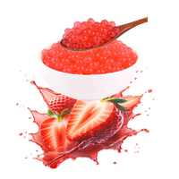YINSHUO Aardbei Popping Boba Premium Roze Kant-en-klare Tapioca Ballen Groothandel Bubble Tea Topping 0,6kg*12potjes/doos