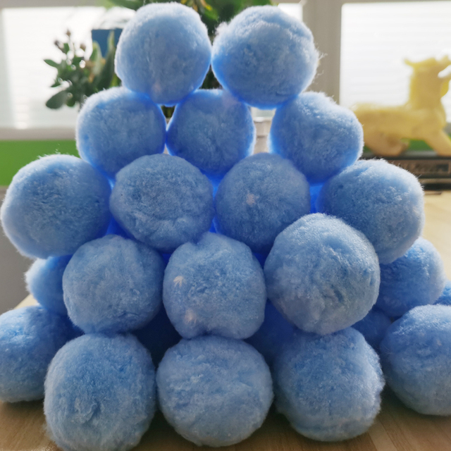 Lightweight Industrial Grade Blue White Swimming Pool Aquarium Pond 100%Polyester Fiber 40mm-50mm Media Filter Ball DQ Brand
